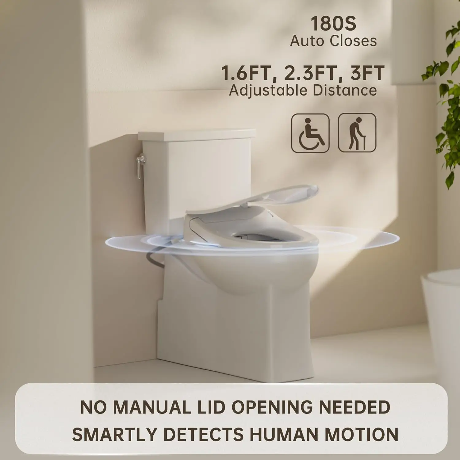 Close Bidet Toilet Seat, Elongated with Endless Warm Water, Seat Heating, Night Light, Warm Air Dryer