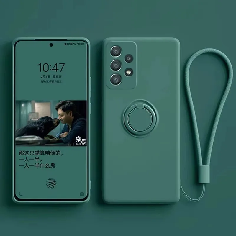 Funda de teléfono con soporte de anillo de silicona líquida de lujo para Huawei Mate 20 30 40 50 60 70 Pro 60Pro Plus protege la contraportada suave