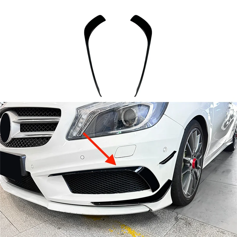 

A03Z-Front Bumper Lip Splitter Spoiler Fog Lamp Side Spoiler Cover Trim For Mercedes-Benz A Class W176 AMG 2013-2015 B