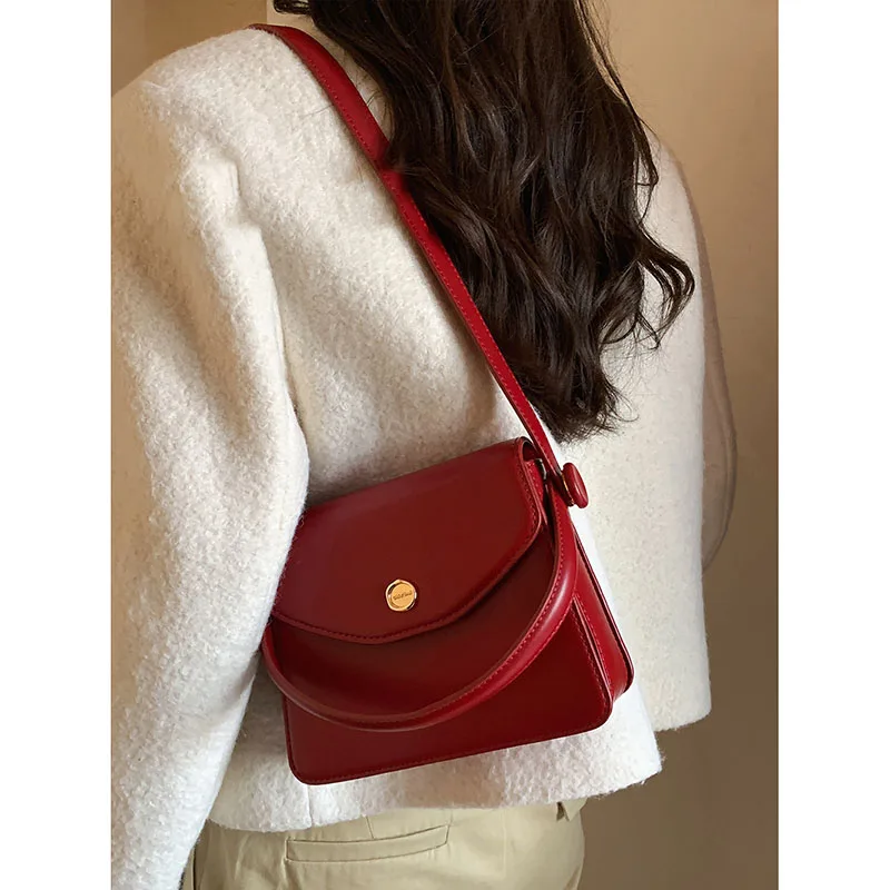 Temperament Red High-end Texture Mini Square Bag Casual All-Matching Shoulder Underarm Bag Women 2024 Wedding Bag Crossbody Bag