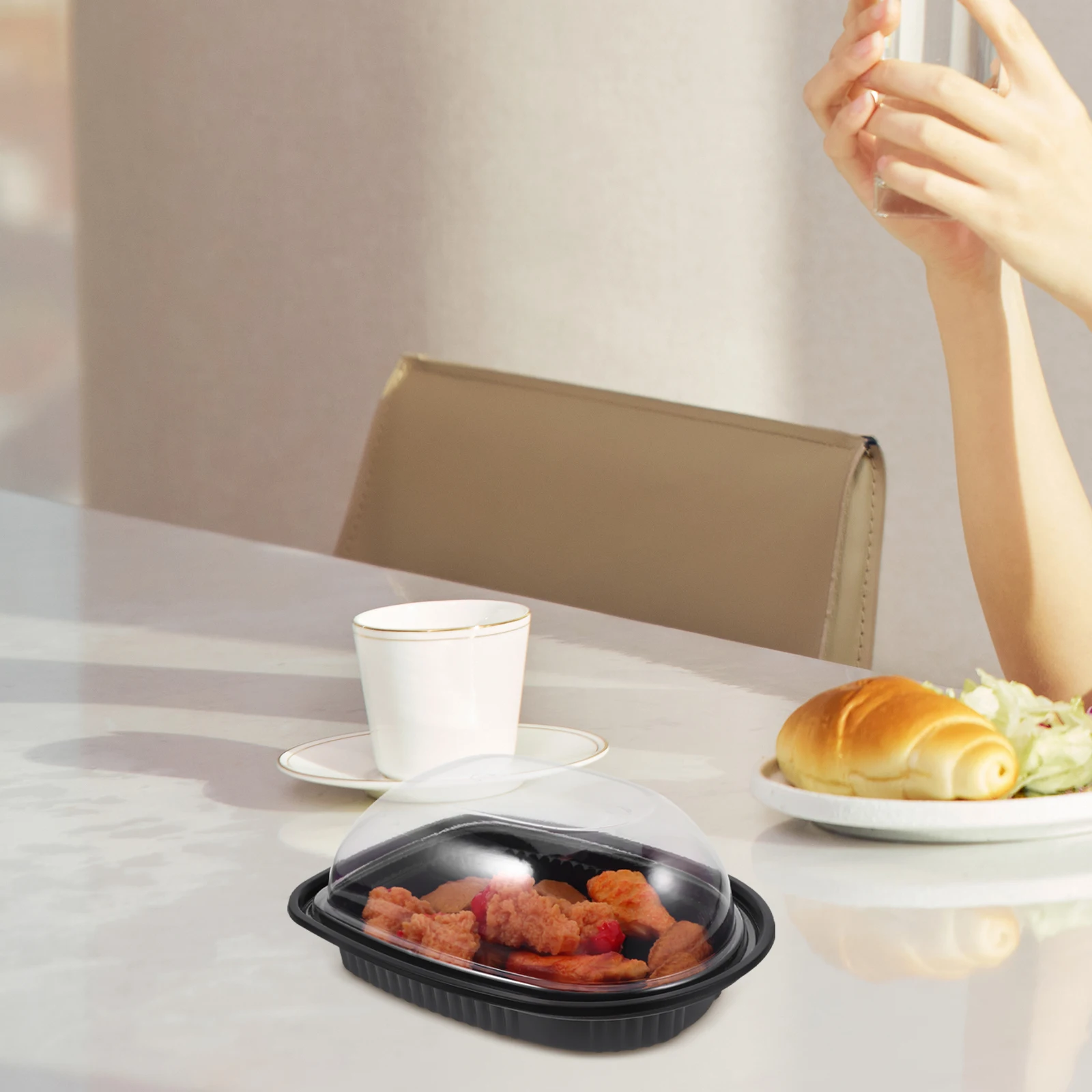 

6pcs Plastic Clear Sealed Sandwich Container Take-Out Box Carryout Packaging Transparent Window Pp Material Disposable