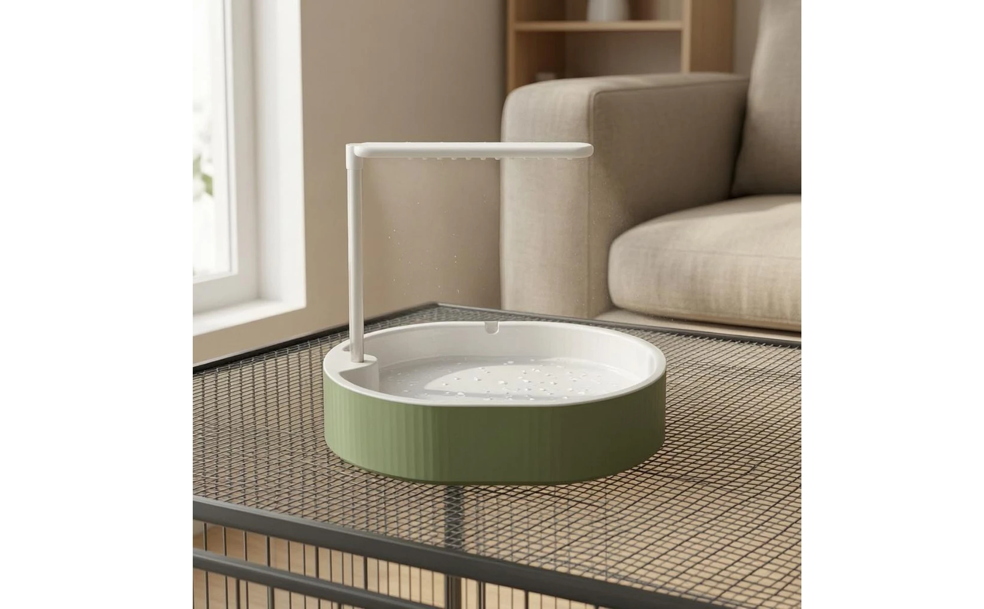 Parrot Bath Basin Green and White Bird Shower Bath Parrot Bathtub Plastic Pet Accessory Transparent