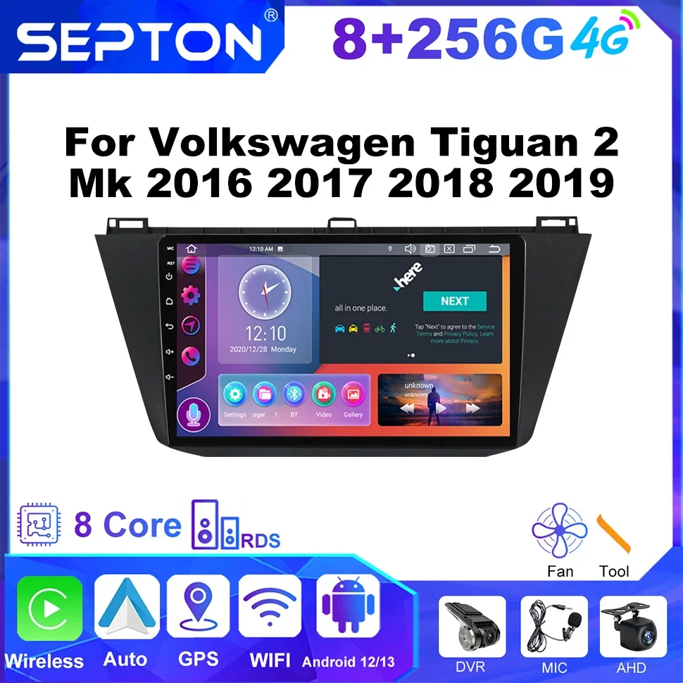 

SEPTON Android Car Radio Audio for Volkswagen Tiguan 2 Mk 2016 2017 2018 2019 2Din Multimedia Player Navi GPS Autoradio 4G 8core