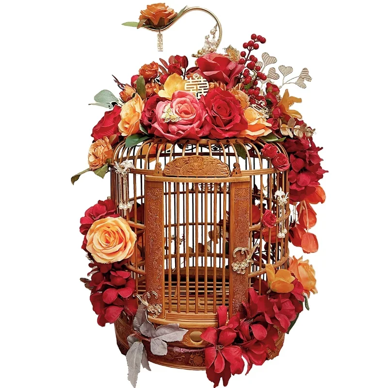 Birdcage wedding shoe box with lock groom kiss game props premium bamboo ring wedding shoe box collection