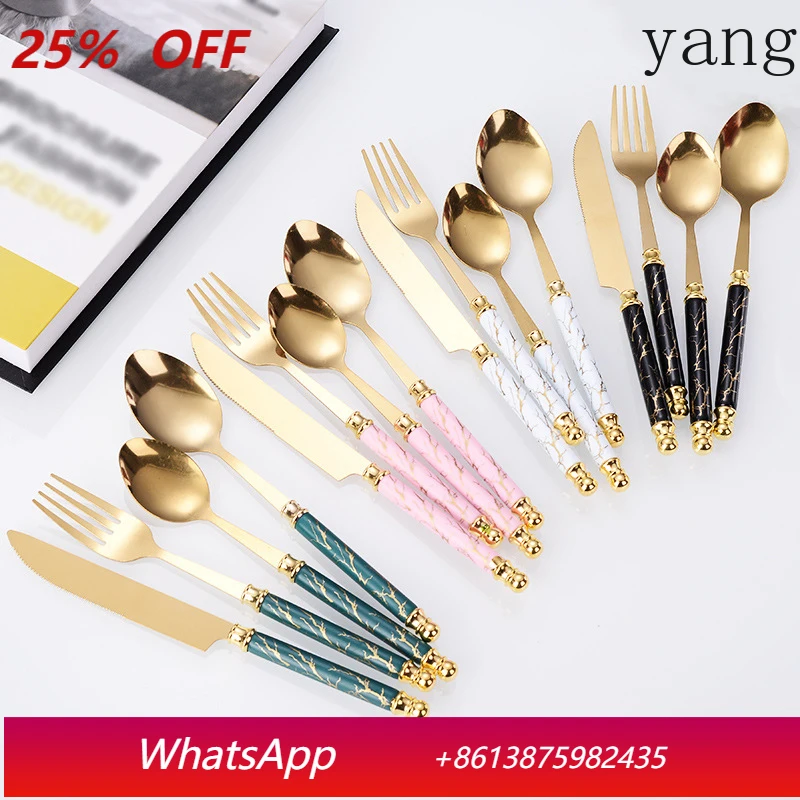 

24pcs stainless steel marble tableware set, including knife, fork, spoon and tea spoon, gift box set with shelf.