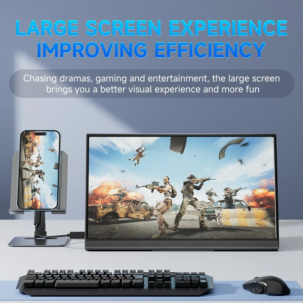 MUCAl 15.6 inch Portable Monitor FHD 1920*1080 Travel Gaming 15.6" Display Screen for Laptop Phone Switch ps4 ps5 XboX MacBook image 2
