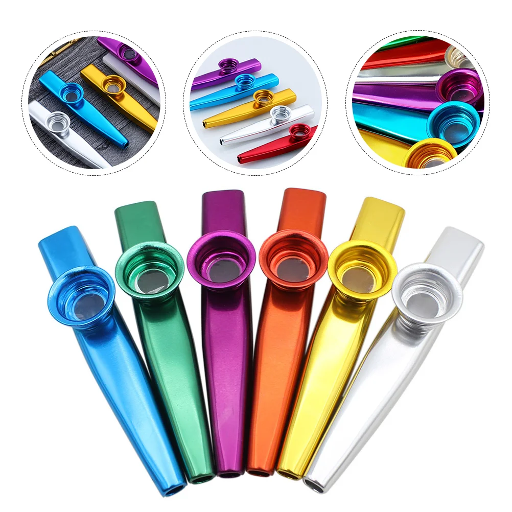 

6 Pcs Kazoo Polished Metal Flute Ukulele Partner Small Instrument Aluminum Alloy Accompaniment Musical