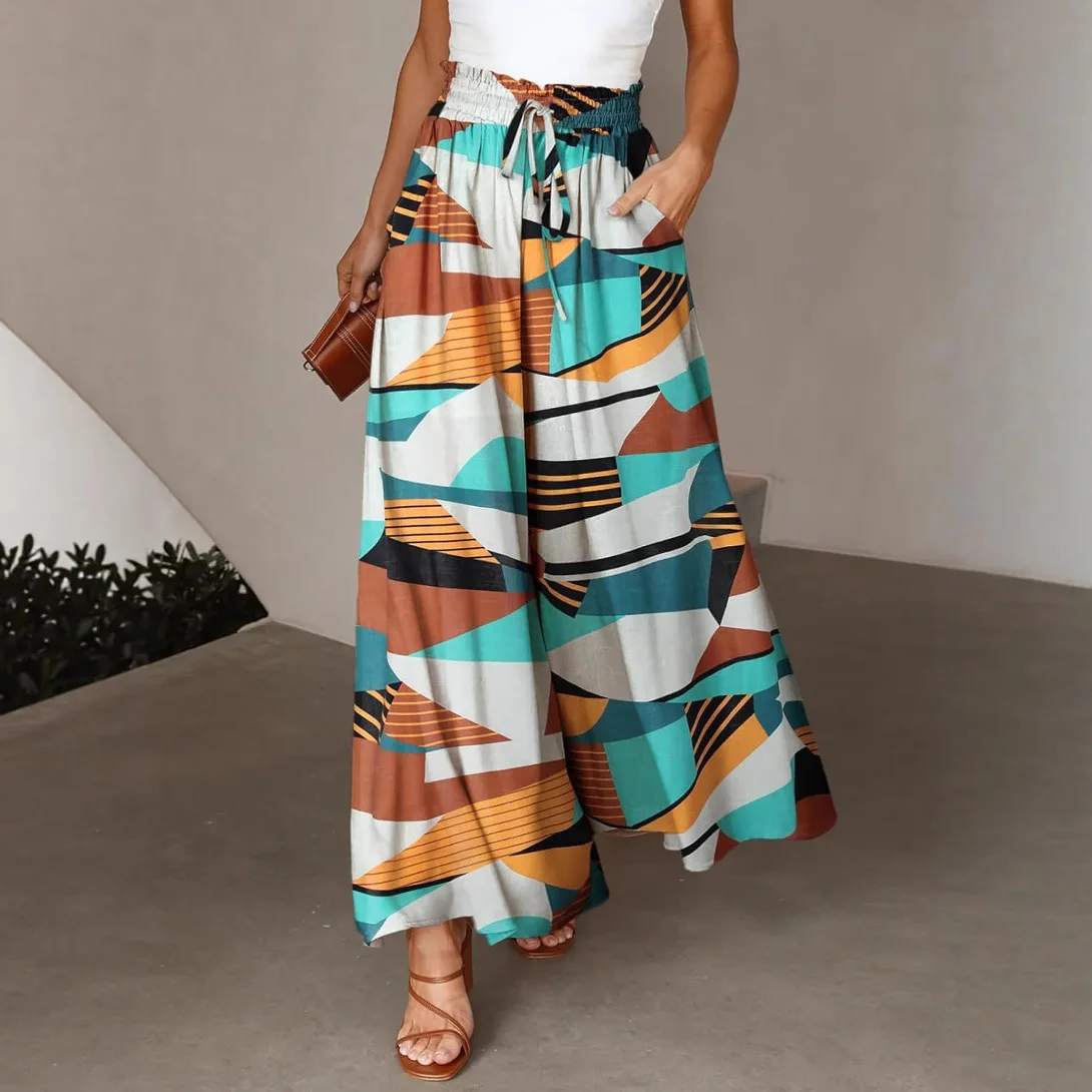 European American Style Women Wide Leg Trousers Loose Casual Fashion Pants For Spring Summer Soft Breathable All Match Bottoms