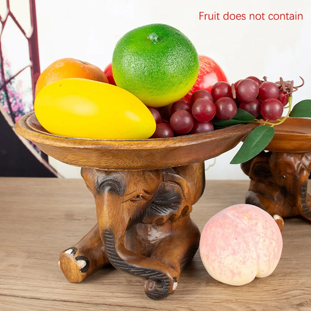 【FLASH DEAL】Solid Wood Fruit Tray Southeast Asia Hand-Carved Elephant Top Plate Creative Home Decoration Coffee Table Fruit Bowl