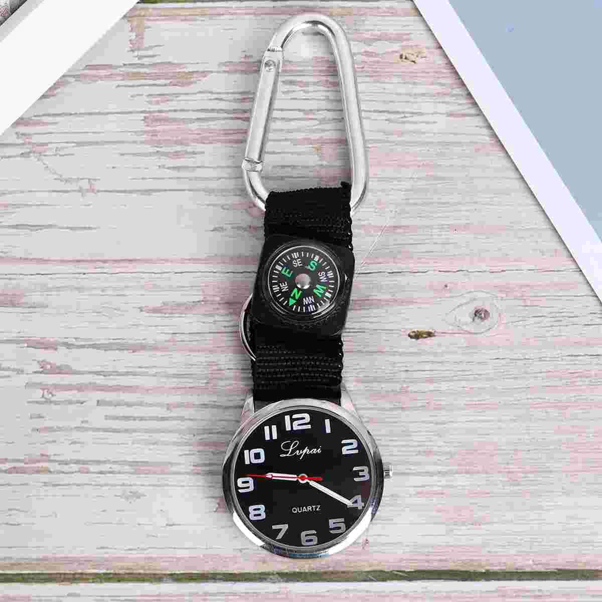 

Clip- on Watch Pocket Watches for Men Nurse Wristwatches White Carabiner Compass