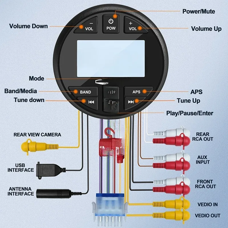 Yacht RV waterproof Bluetooth, marine radio, motorcycle USB MP3 control audio playback