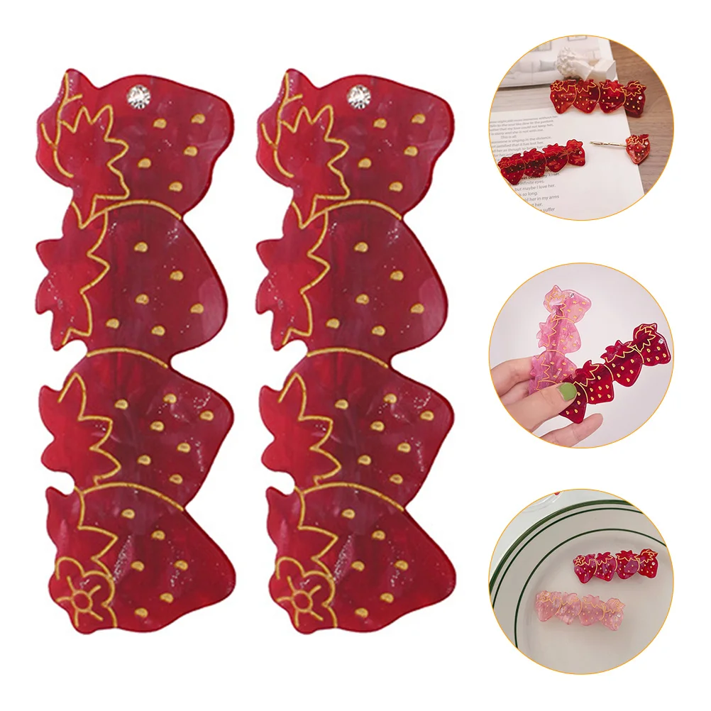 

2Pcs Strawberry Barrettes Accessories Women Fruits Clip Strawberry Hair Barrettes For Women Girls Fashion Bangs Styling Aid