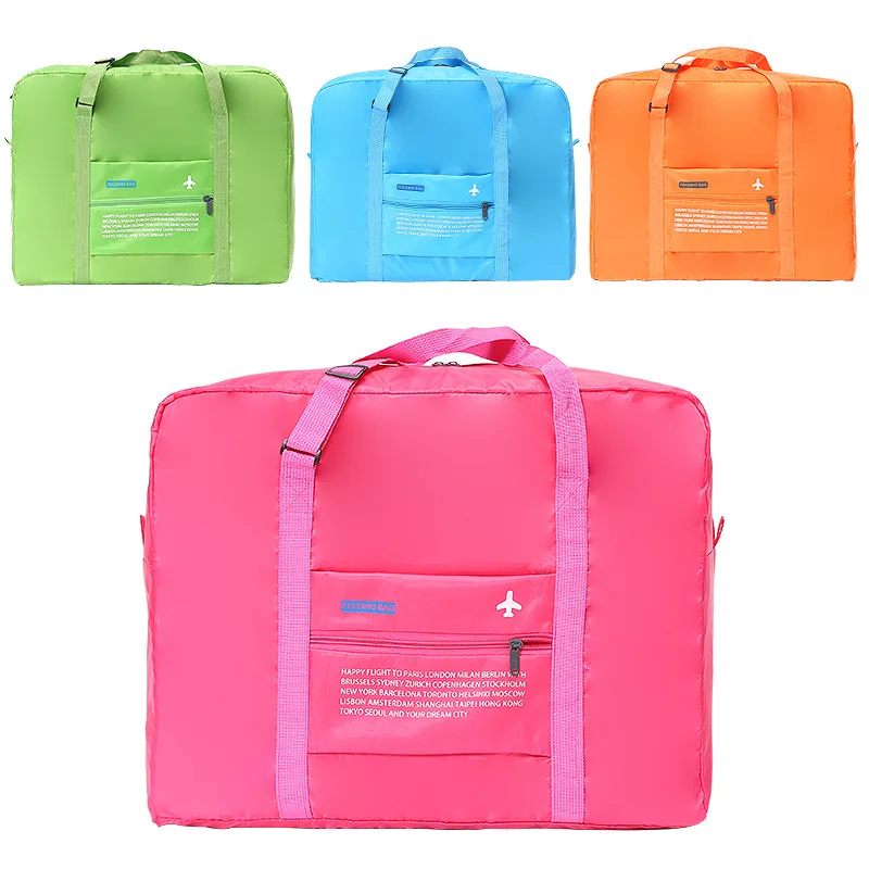 Bolsa de nailon portátil de gran capacidad, bolsa de almacenamiento plegable para avión, equipaje de mano, organizador impermeable para viaje