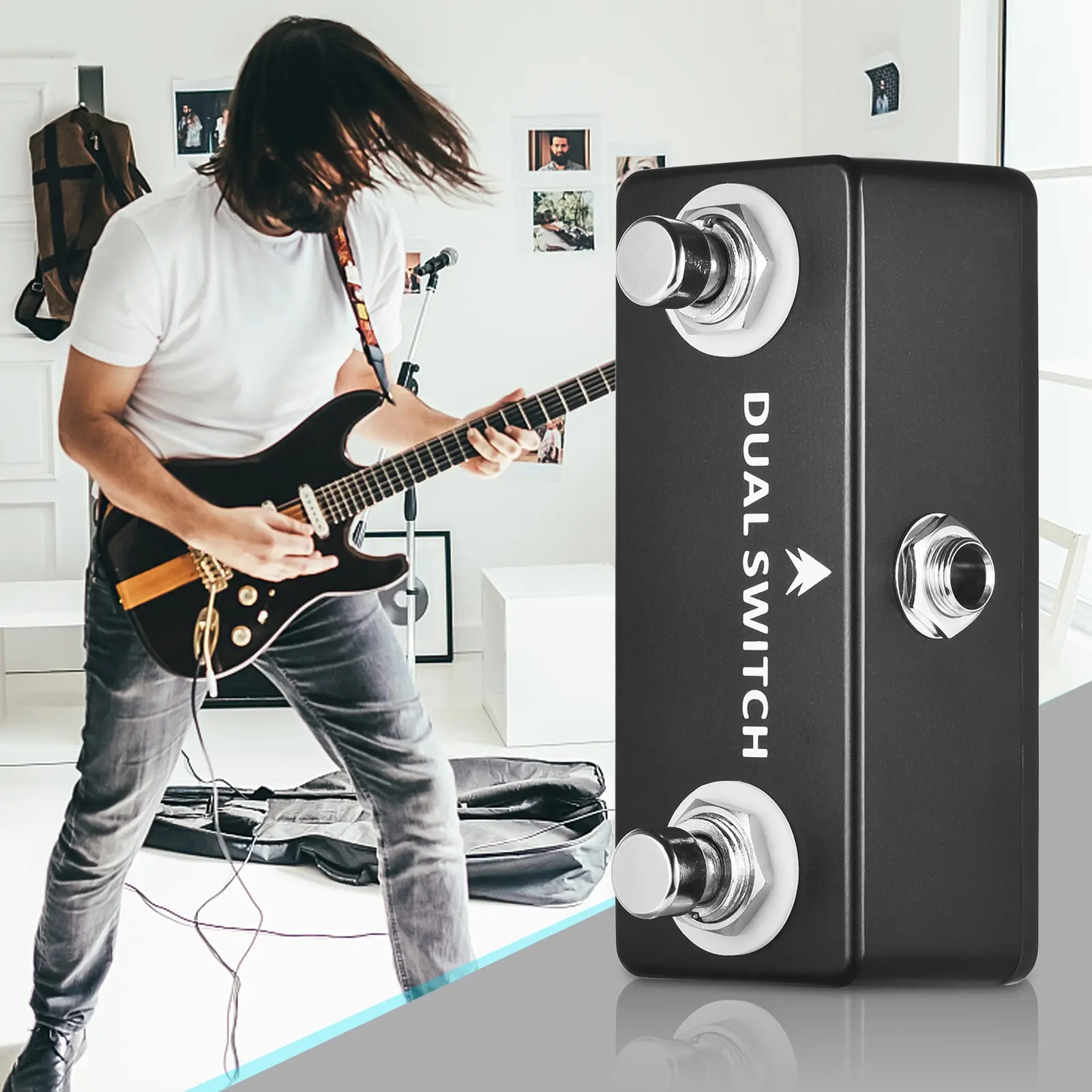 MOSKY DUAL SWITCH pedal Dual Footswitch Foot Switch Pedal Guitar Effect Pedal Guitar Accessories  Full Metal Shell VS TAP SWITCH