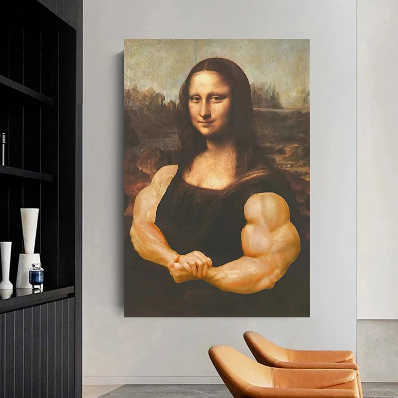 مضحك الموناليزا جدار الفن ملصق ، قماش اللوحة ، الكلاسيكية النفط اللوحة ، شخصية ، صور مثيرة للاهتمام ، ديكور المنزل