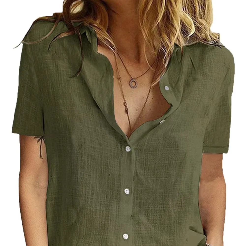 Summer Elegant Harajuku Linen Oversized Shirts Short Sleeve Birds Print Loose Blouses and Tops Casual Oversized Tunic Clothing