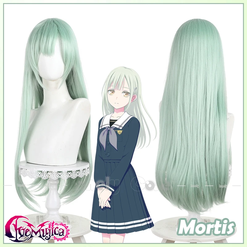 Anime BanG Dream! Ave Mujica Mortis Cosplay Wig Straight Ashy Light Green Hair Wakaba Mutsumi For Women Girls Role Playing Party