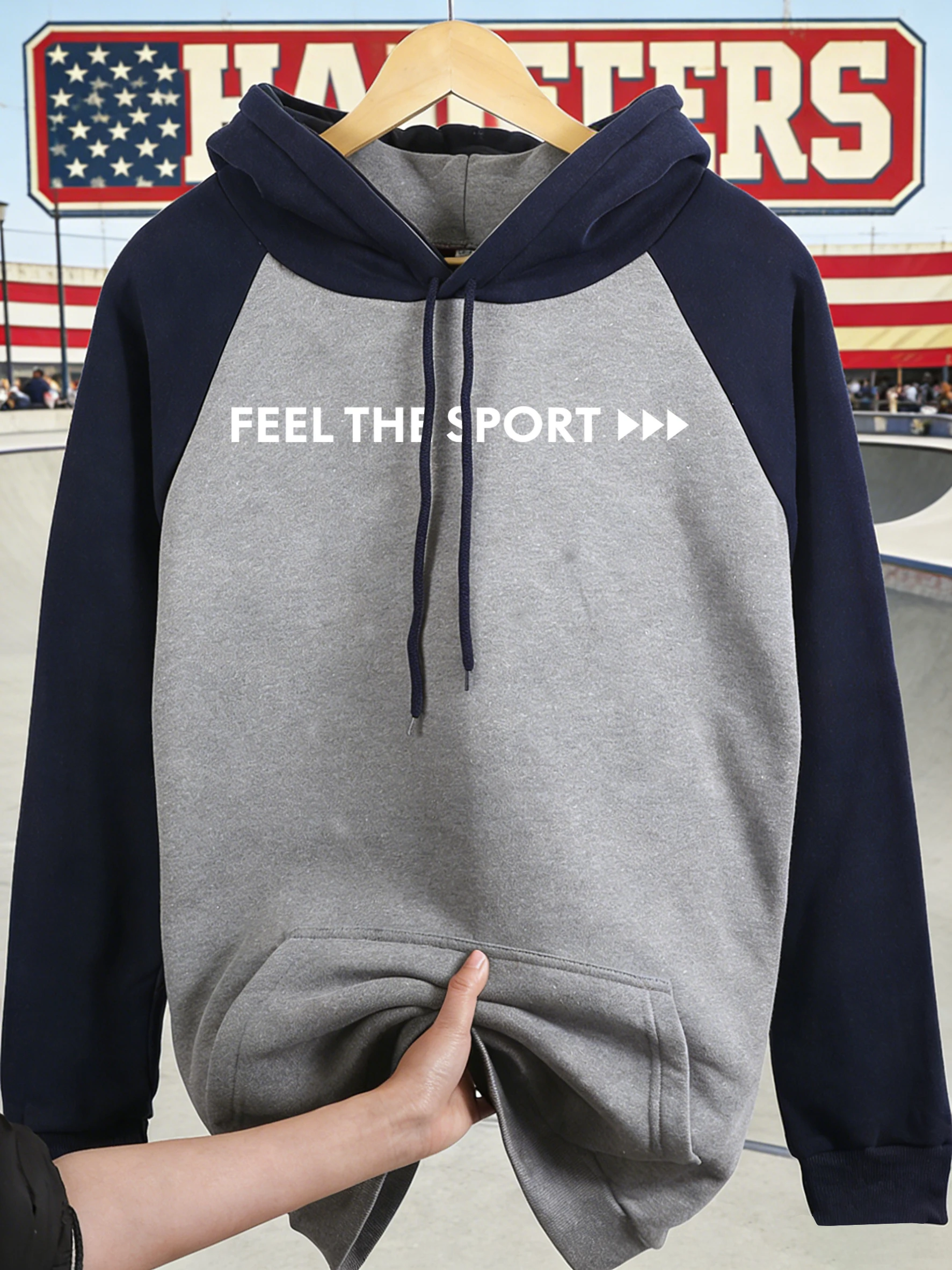 

Мужская толстовка-реглан Feel The Sport: модная свободная флисовая толстовка для осени, уличная одежда унисекс, повседневная ретро-одежда