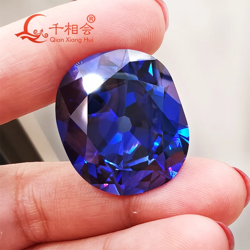 blue tanzanite color 83.9ct 22*25.5mm  cushion shape  hope dia mond  cubic zirconia loose stone cz stone for jewelry