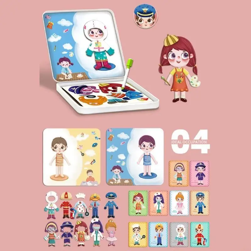 F62D Đồ chơi giáo dục bằng gỗ trò chơi câu đố từ tính cho trẻ mới biết đi 3+