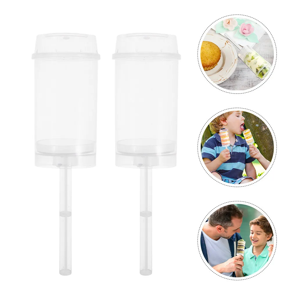 60Pcs Push Pop Cake Cups Round Shape Clear Push Up Pop Containers with Lids for Cake Pops Dessert Storage Portable Party