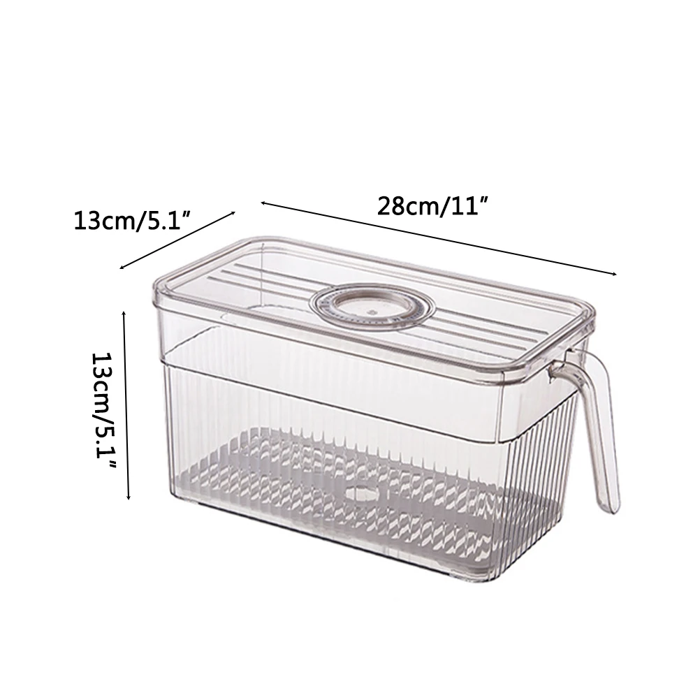 Kitchen Storage Container with Time Recorder Lid Fridge Organizers Keep Fresh Food and Fruit Refrigerator Freezer Storage Boxes
