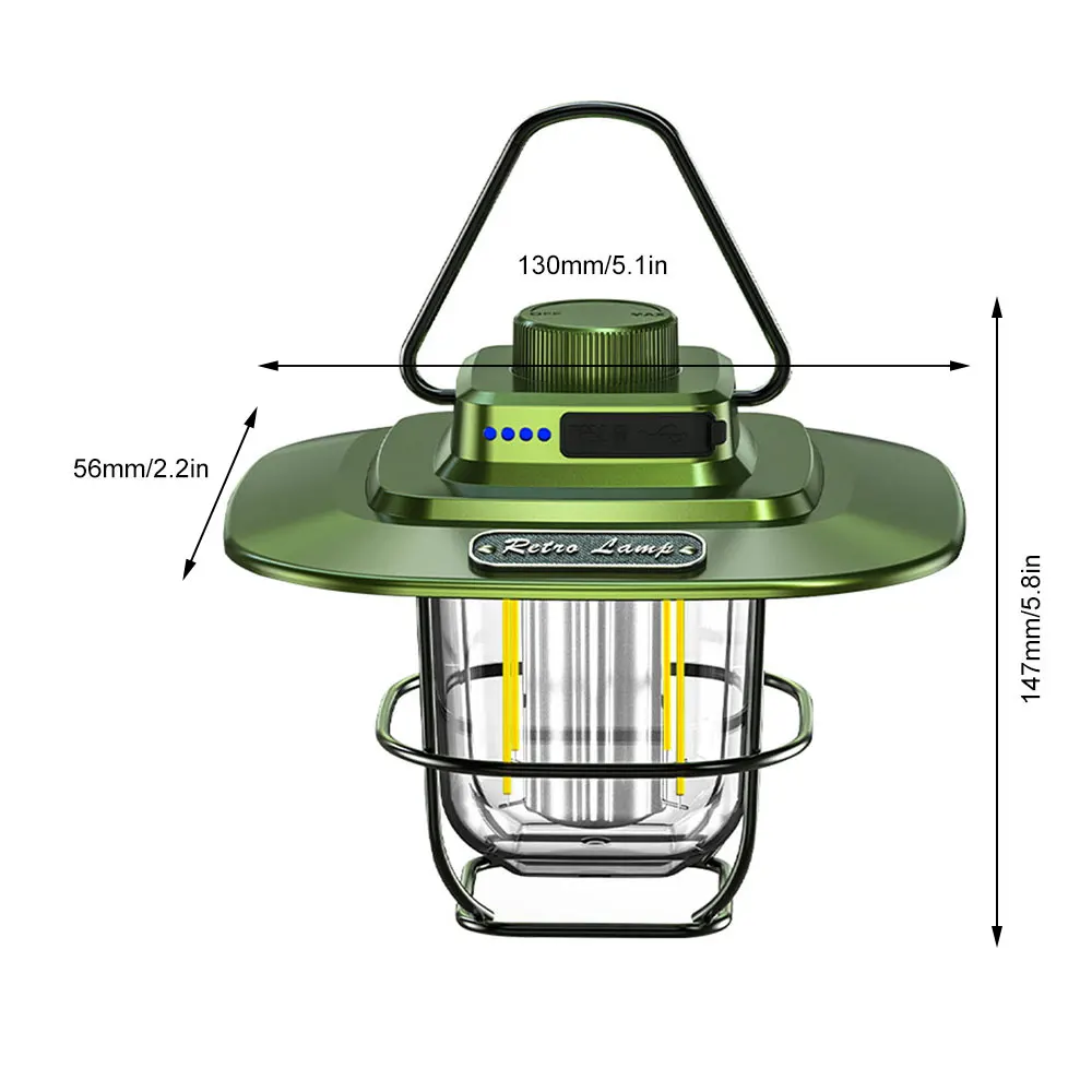 LED Camping Lamp Retro Hanging Tent Lamp Waterproof Dimmable Camping Lights Outdoor Tent Lamp Emergency Light Lantern