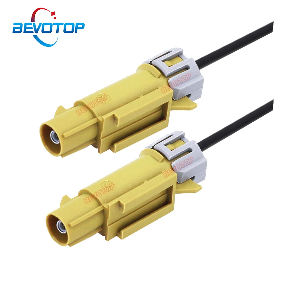 

1PCS New Waterproof Fakra Cable Curry Yellow Fakra K Male to K Male Plug RG174 Pigtail Car Camera Video Line BEVOTOP Auto Cable