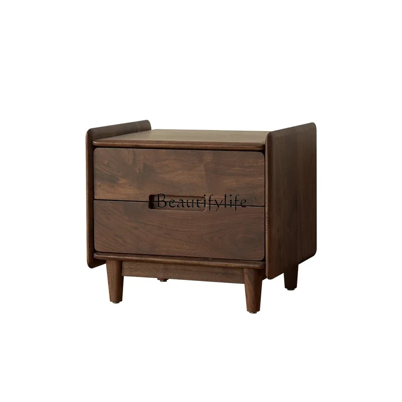 North America imported black walnut solid wood bedside storage cabinet new second pumping chest cabinet