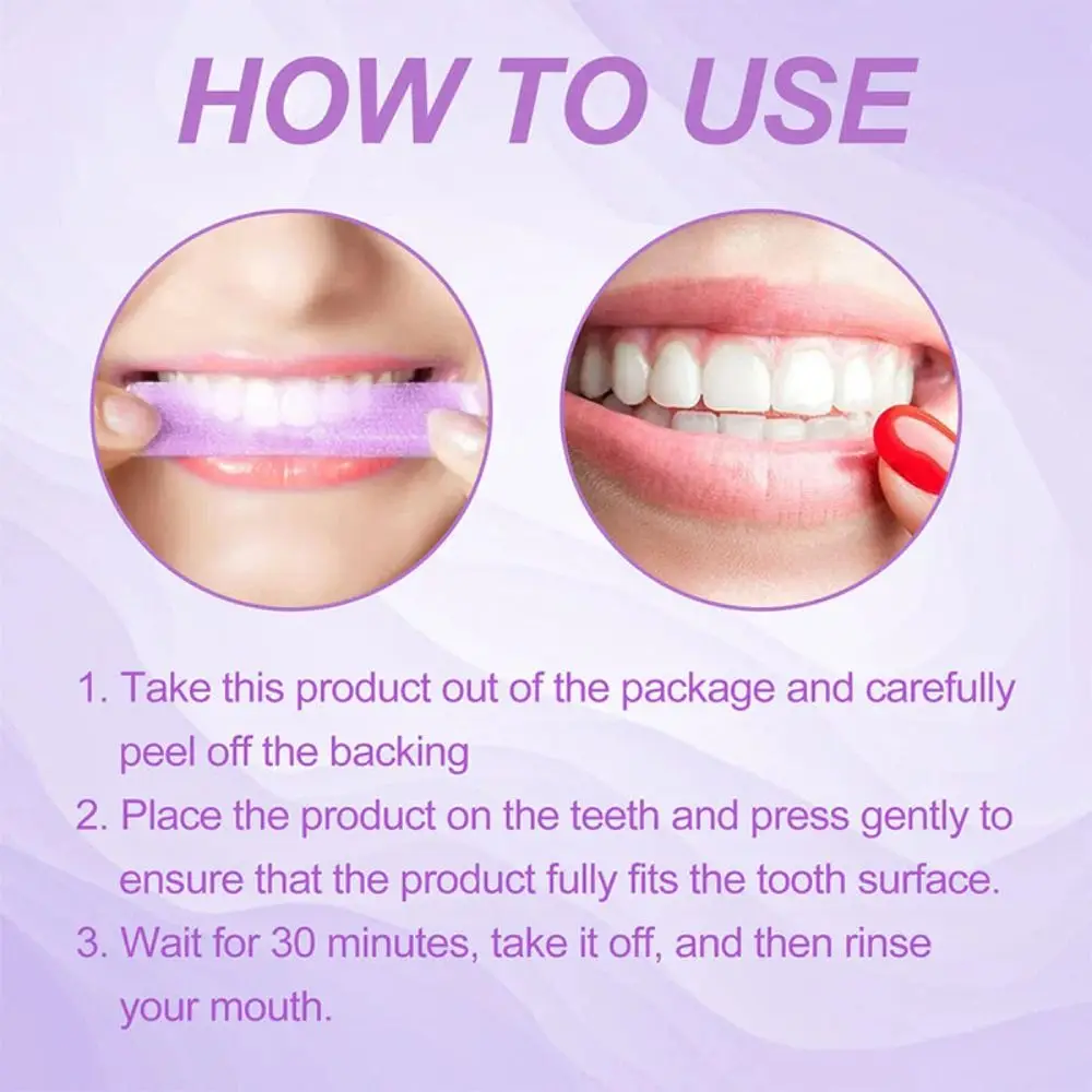 7D Whitening Strips Purple Teeth Strips Teeth Whitening Tools Brightening and Whitening Strip Remove Yellowing