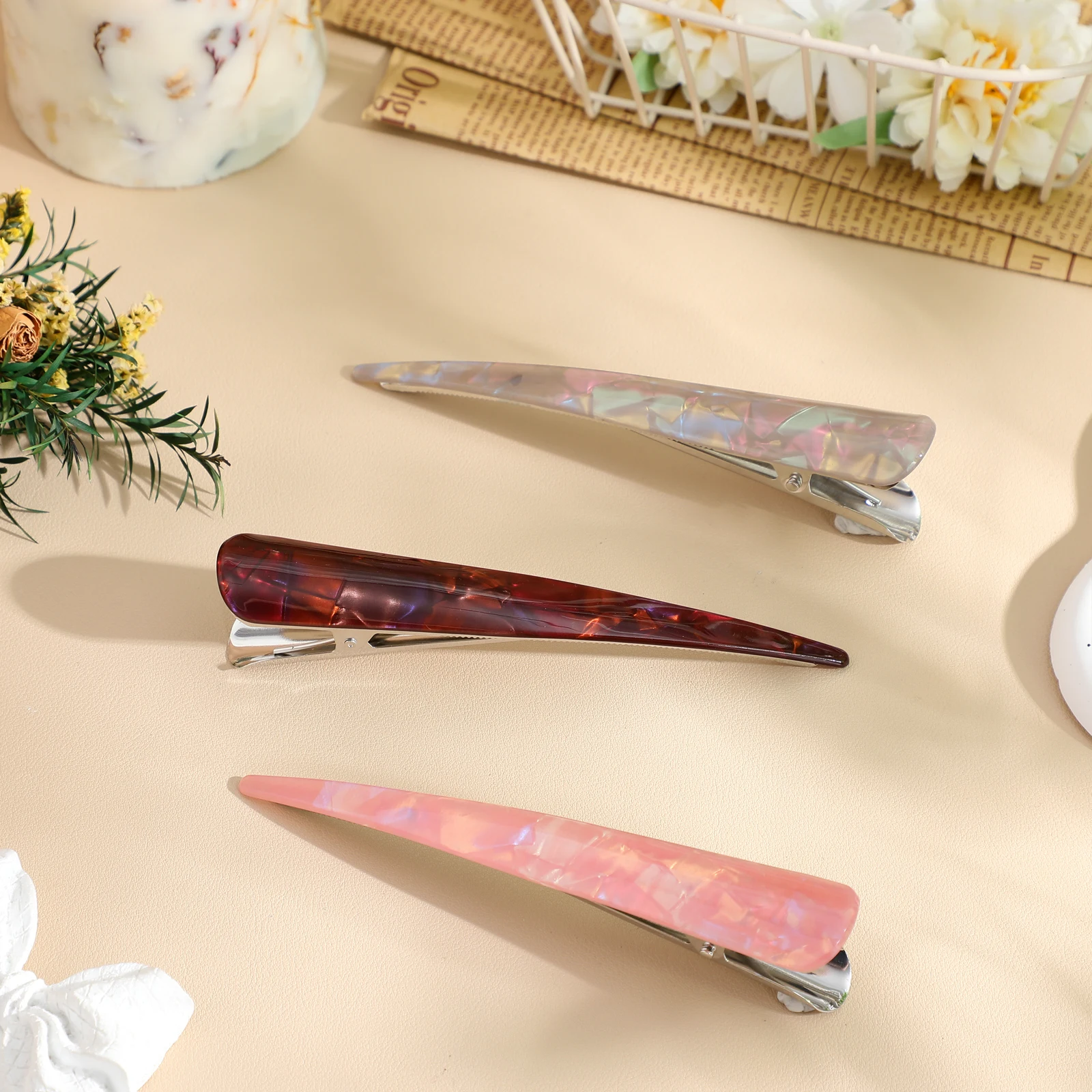 

3pcs Women Hair Clips Acrylic Large Hairpin Styling Tools For Girls Ponytail Braid Wedding Party Decoration Vintage Hair