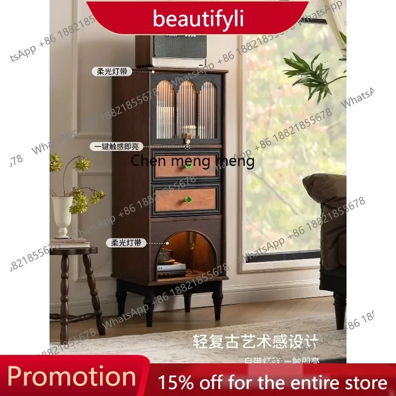 

Q181 French retro solid wood living room TV side display cabinet sofa stand cabinet antique storage bookcase