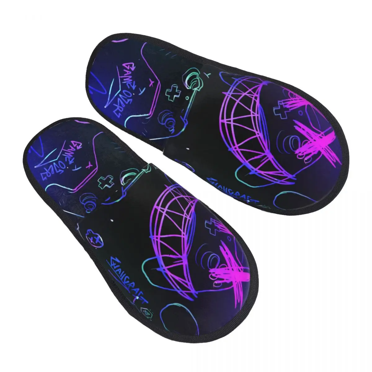 Custom Gamer Gaming Controller Button Soft Memory Foam House Slippers Women Video Game Lover Gift Comfy Warm Anti-Skid Slipper