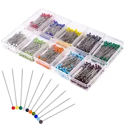 Multicolor Pinos De Costura Para Costura, Cabeça De Bola De Vidro, Patchwork Pins, Cabeças De Pérola, Artesanato DIY, Ferramenta De Costura, 38mm, 100Pcs por caixa