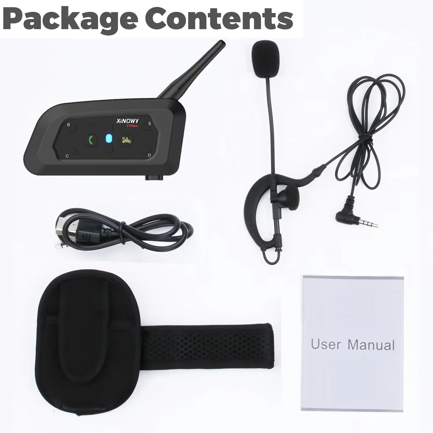 Xinowy V6c Pro Full Duplex 1200M Voetbal 2 Scheidsrechter Arbitrage Oorhaak Bluetooth Intercom Monaural Oortelefoon Headset Hoofdtelefoon - afbeelding 1