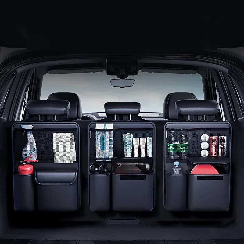 Car Trunk Hanging Bag Foldable Car Seat Back Tools Storage Organizer MPV Suv Sedan Rear Seat Washing Firefighter Shoes Pocket