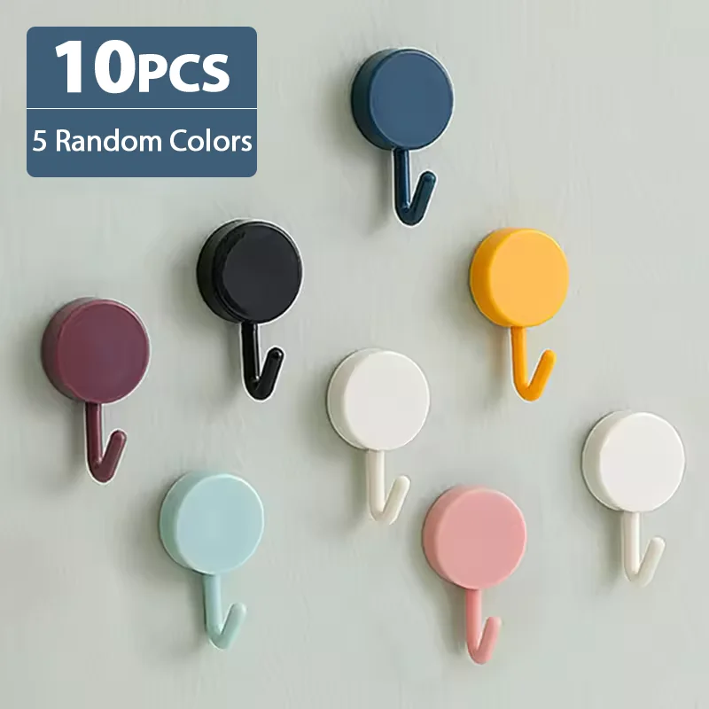 5/10PCS Selbstklebende Wand Haken Stark Ohne Bohren Kleidung Wc Badezimmer Tür Küche Handtuch Aufhänger Hause Tisch locker Haken