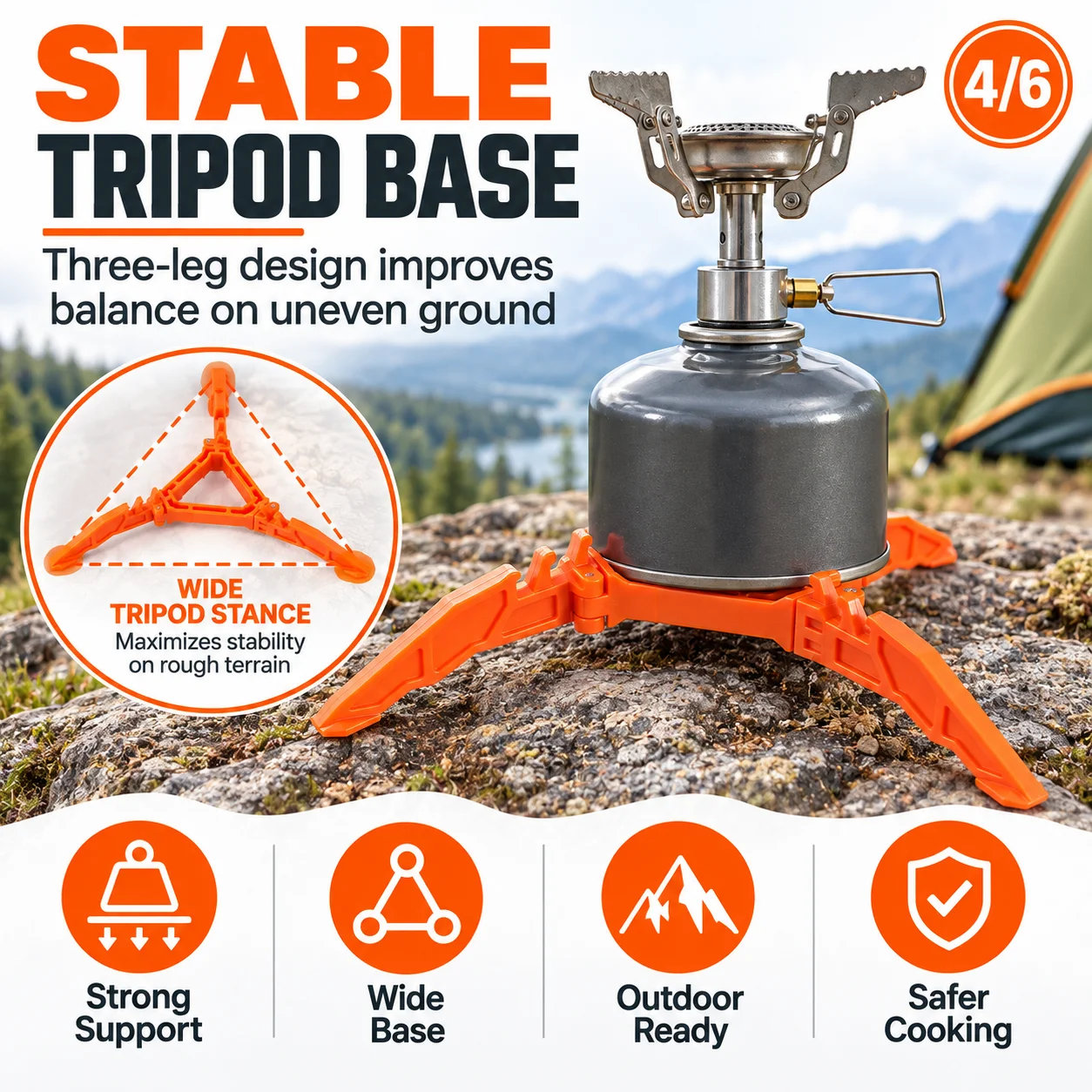 Foldable Gas Canister Stand, P - Camping Cooking Tripod ulasan dan harga