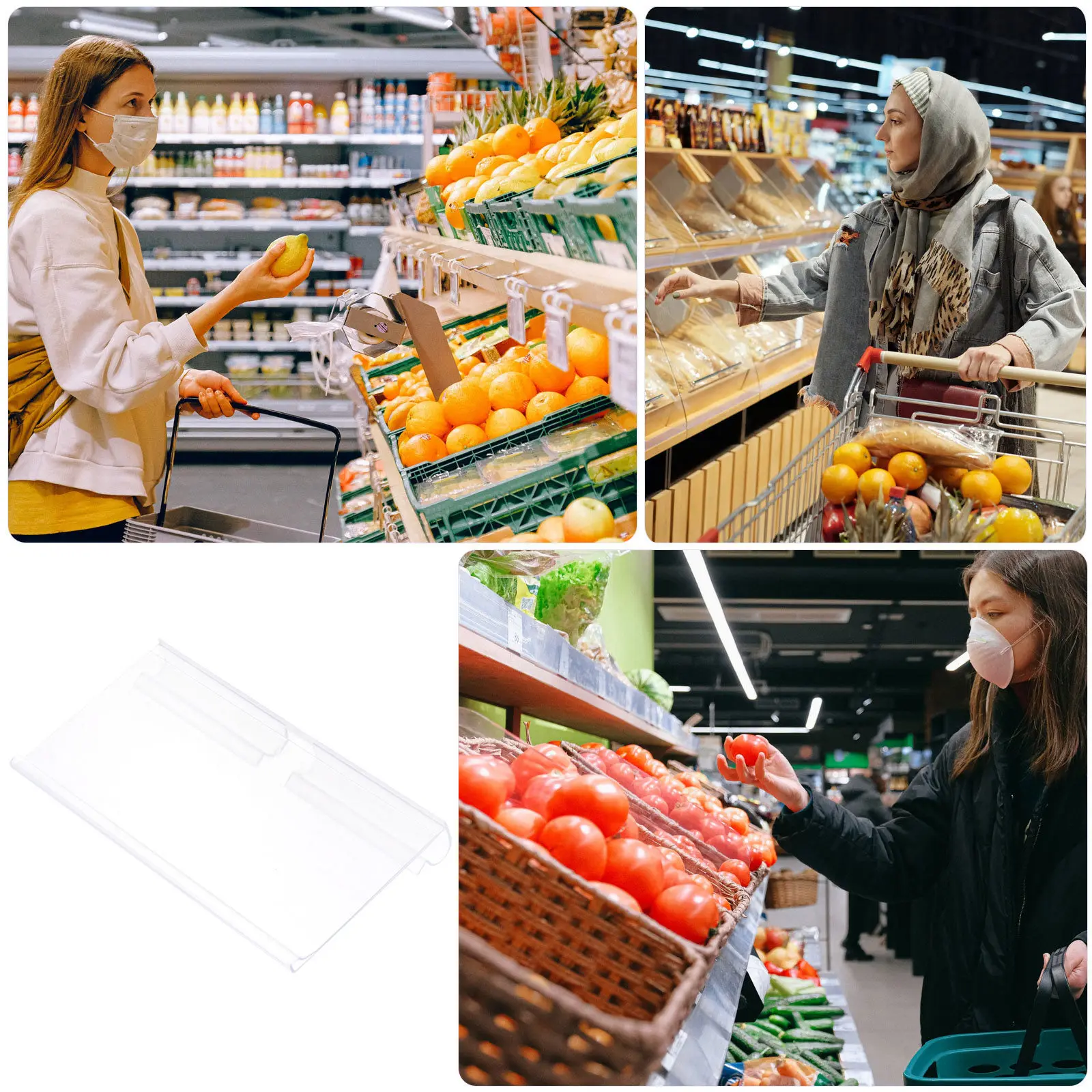 100pcs Dual-Line Hook Price Tag Holders for Wire Shelves, Bins & Baskets – Sturdy PVC Retail Label Display