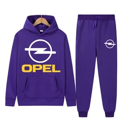 Men's Women 2Pcs Sets Fleece Sweatshirt Hoodies Pants OPEL Car Male Sportswear Tracksuits Unisex Ensemble Homme