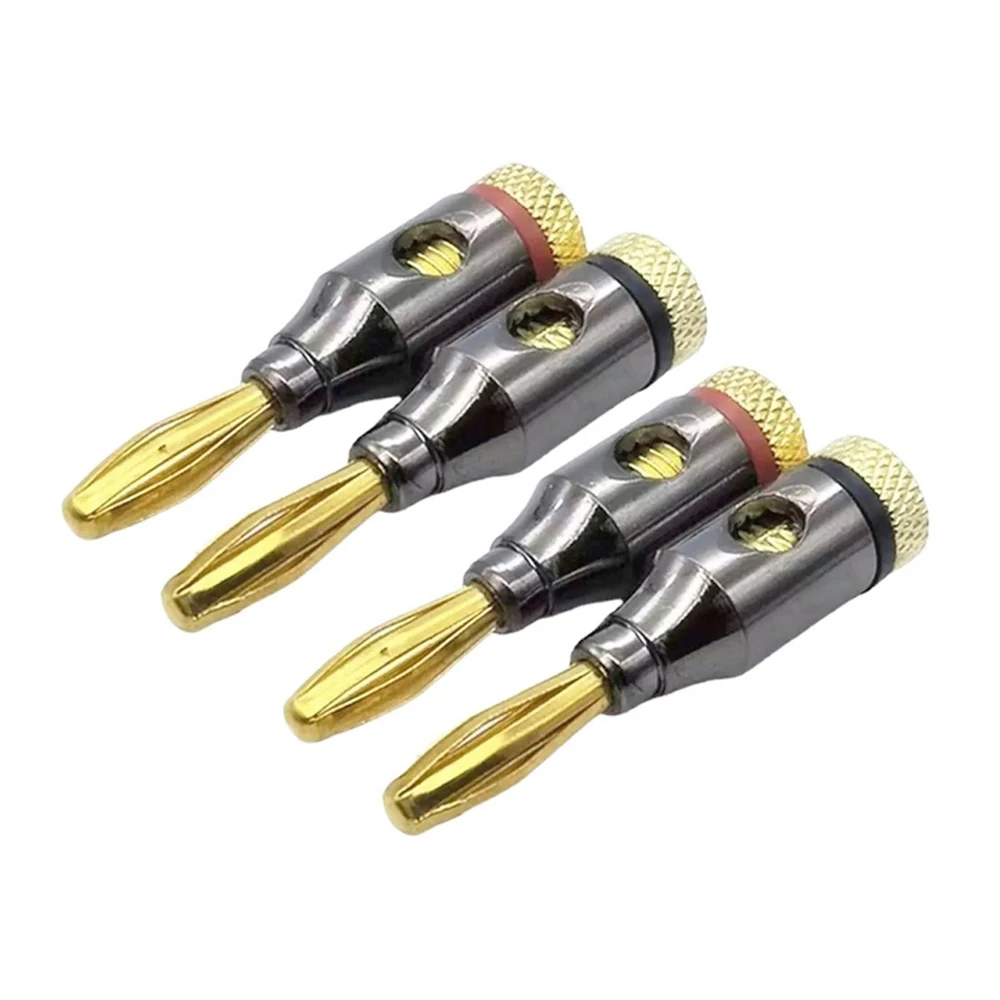 

4PCS Banana Plugs Gold-plated Alloy Speaker Wire Connector Musical Audio Speaker Amplifier Cable Wire Pin Connector Welding-free