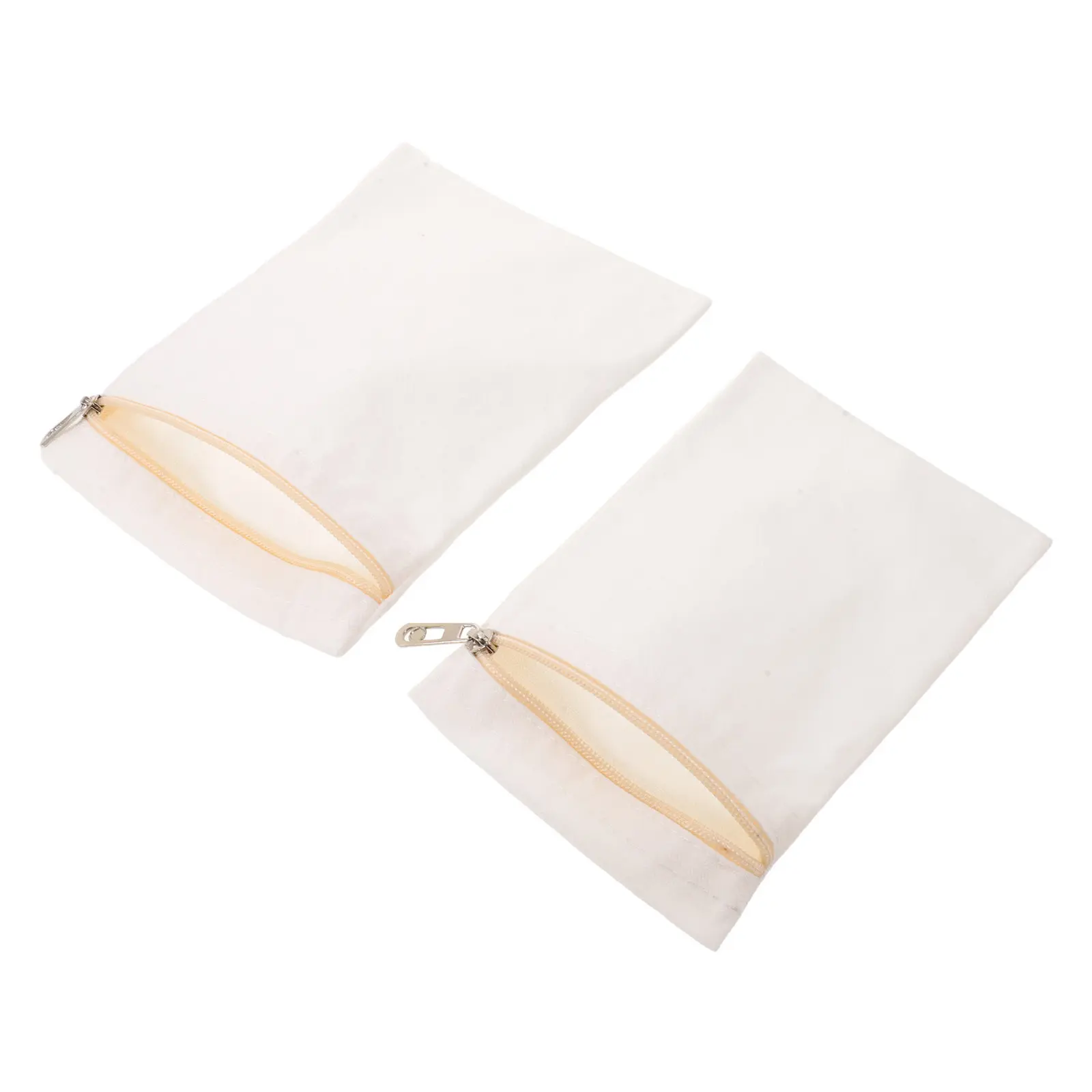 2Pcs White Sew-on Hidden Side Pocket Insert Canvas Zippered Pouch for Jacket Hoodie Coat Robe Sweatshirt DIY Clothing Repair