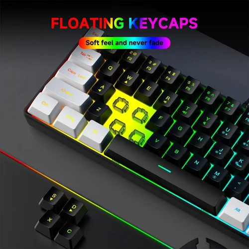 Imagen 2 del producto Nuevo Teclado Compacto Mini 2026 con Cable, 60% de Tamaño, 61 Teclas, Retroiluminación RGB, Teclado de Membrana para PC con Windows, Oficina, Computadora Portátil