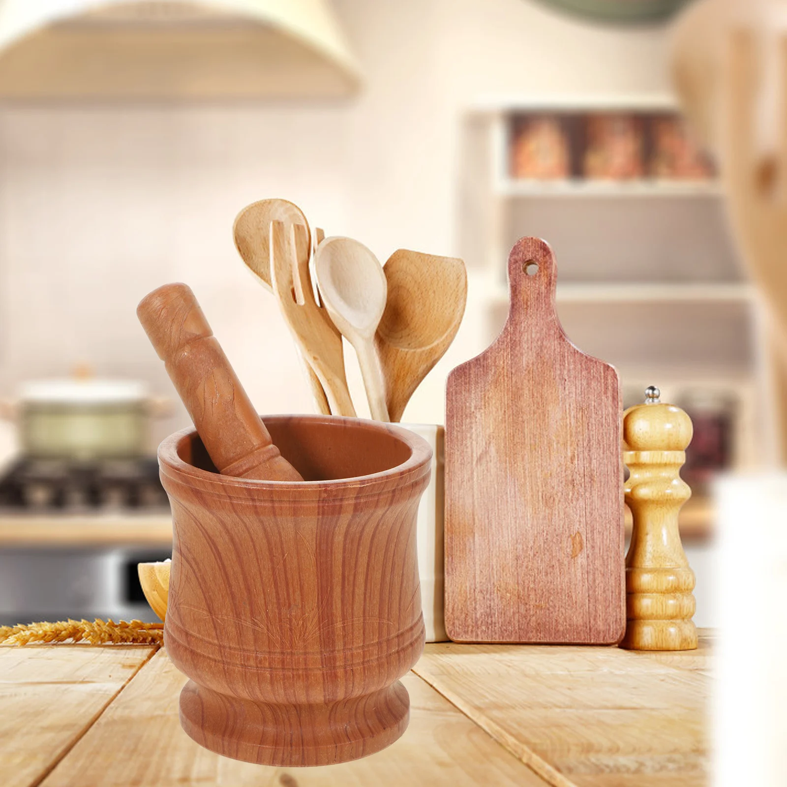 

1Set Mortar Pestle Strong PP Material Spices Garlic Crusher Home Kitchen Pestle Bowl Set Garlic Crusher