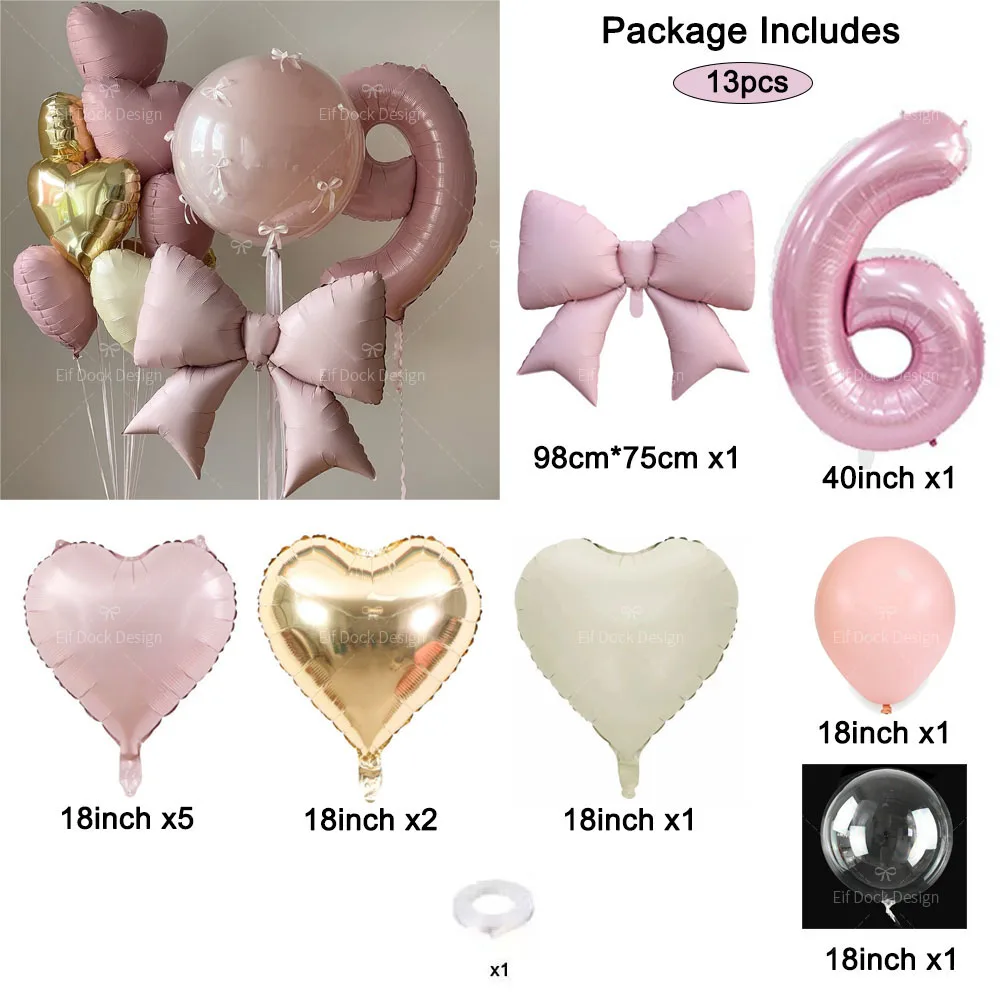 13 قطعة القوس الوردي كريم القلب بالونات الوردي عدد 1-9 احباط بالون للفتيات حفلة عيد ميلاد الزفاف المشاركة هدايا المناسبات