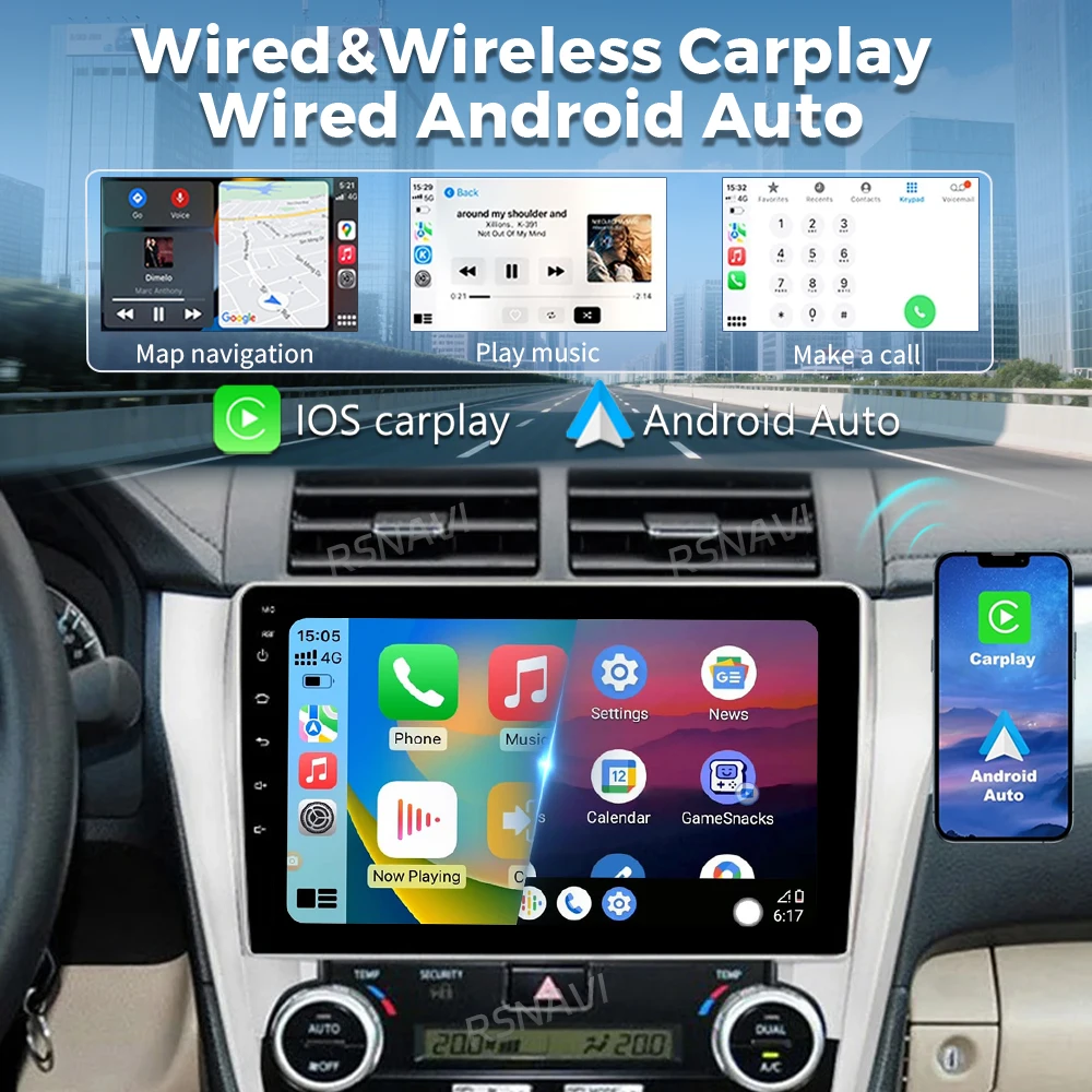 Android 16 For Toyota Camry 7 XV 50 55 2011 - 2014 2K QLED Android Car Radio Multimedia Video Player GPS AI Voice CarPlay Stereo