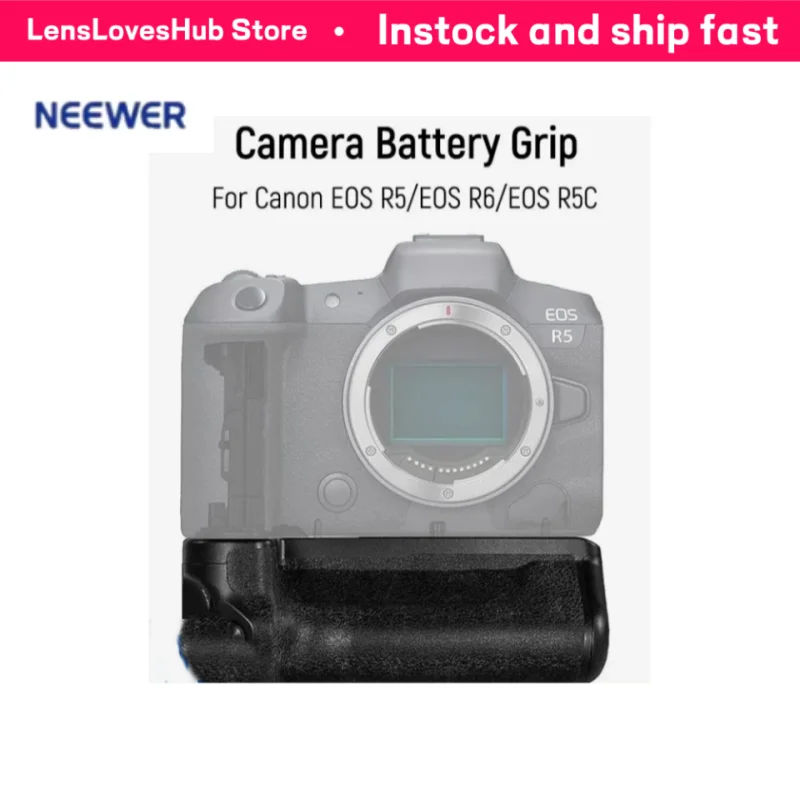 NEEWER Vertical Battery Grip Replacement for BG-R10 – Dual Battery Pack Holder with Shutter Control, Compatible with Canon EOS R