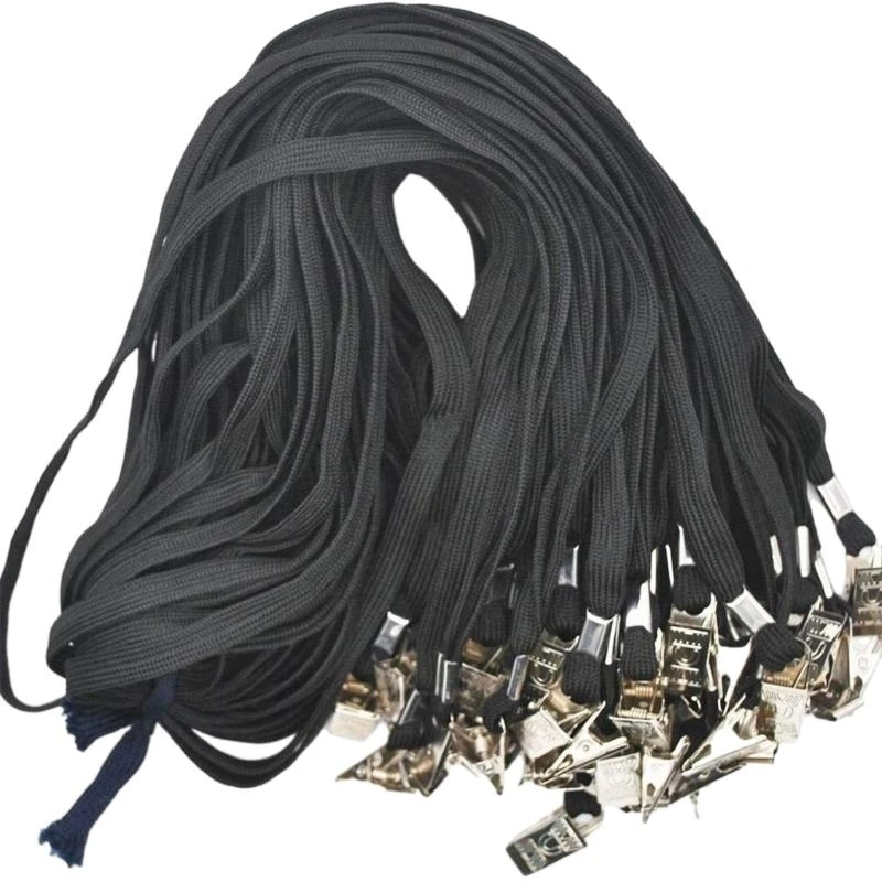k9fc-100個-ブラック-ストラップ-ネックストラップ-フラットネック-ストラップ-クリップ付き-安全ストラップ-教師-学生-イベントスタッフ用