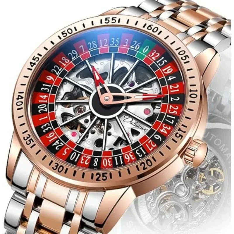 Gambling plate dial Luxury Brand Waterproof Mechanical Watches for Mens Fashion Automatic Skeleton Wristwatch