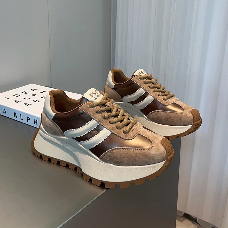 YIMIAOYU Forrest Gump-Schuhe aus Leder mit dicken Sohlen für alle Jahreszeiten, bequeme und lässige Schuhe